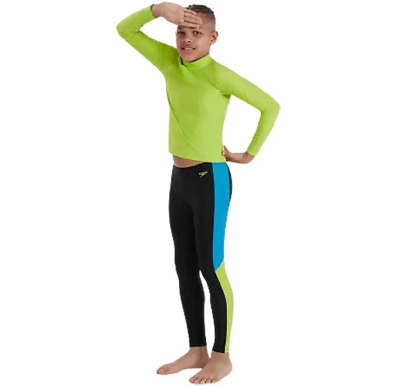 Speedo Junior Logo Rash Top Green/Navy-3